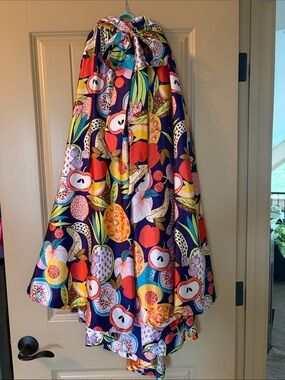 HER Destiny Vibrant Fruit Print Maxi Skirt with Bow Sash – Size Small